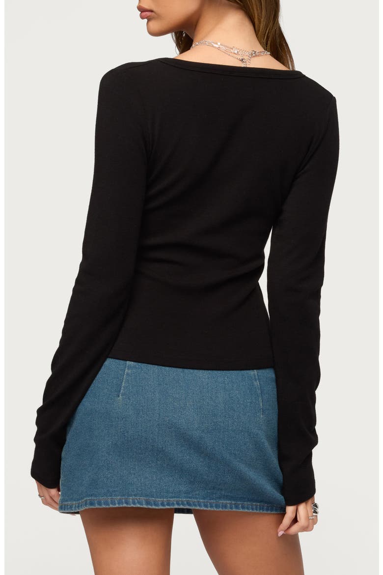 Doron Long Sleeve V-Neck Top, Alternate, color, BLACK