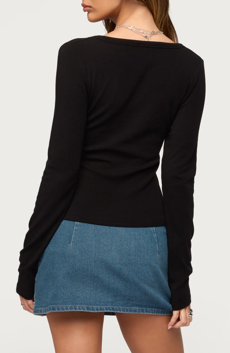 EDIKTED Doron Long Sleeve V-Neck Top, Alternate, color, Black