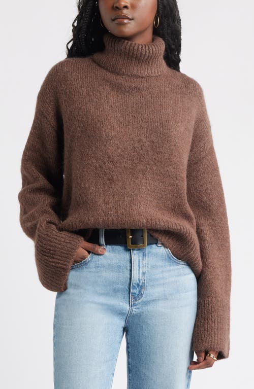 Treasure & Bond Fuzzy Turtleneck Sweater In Brown