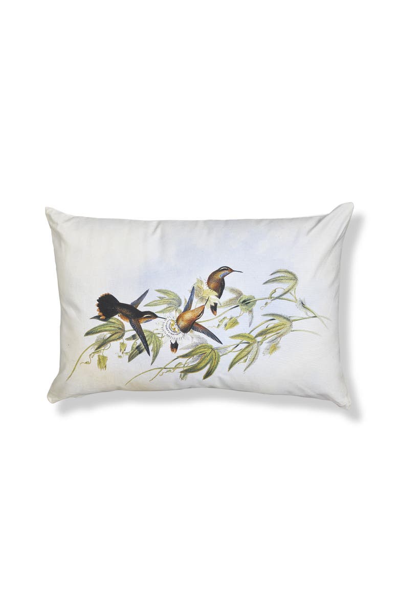tag Hummingbird Lumbar Cotton Accent Decorative Throw Pillow, Main, color, White