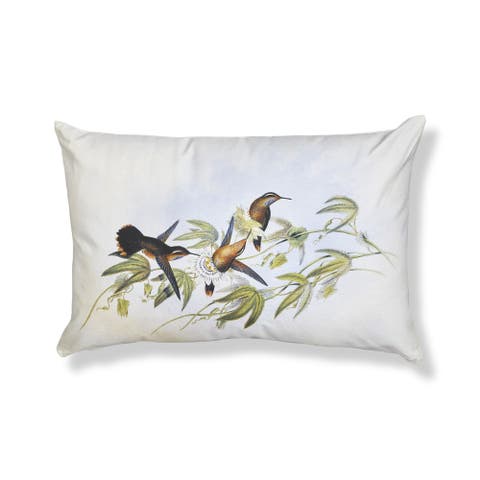 Hummingbird Lumbar Cotton Accent Decorative Throw Pillow
