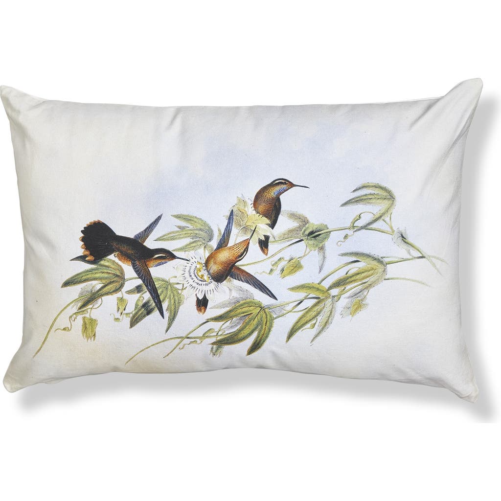 Tag Hummingbird Lumbar Cotton Accent Decorative Throw Pillow In White