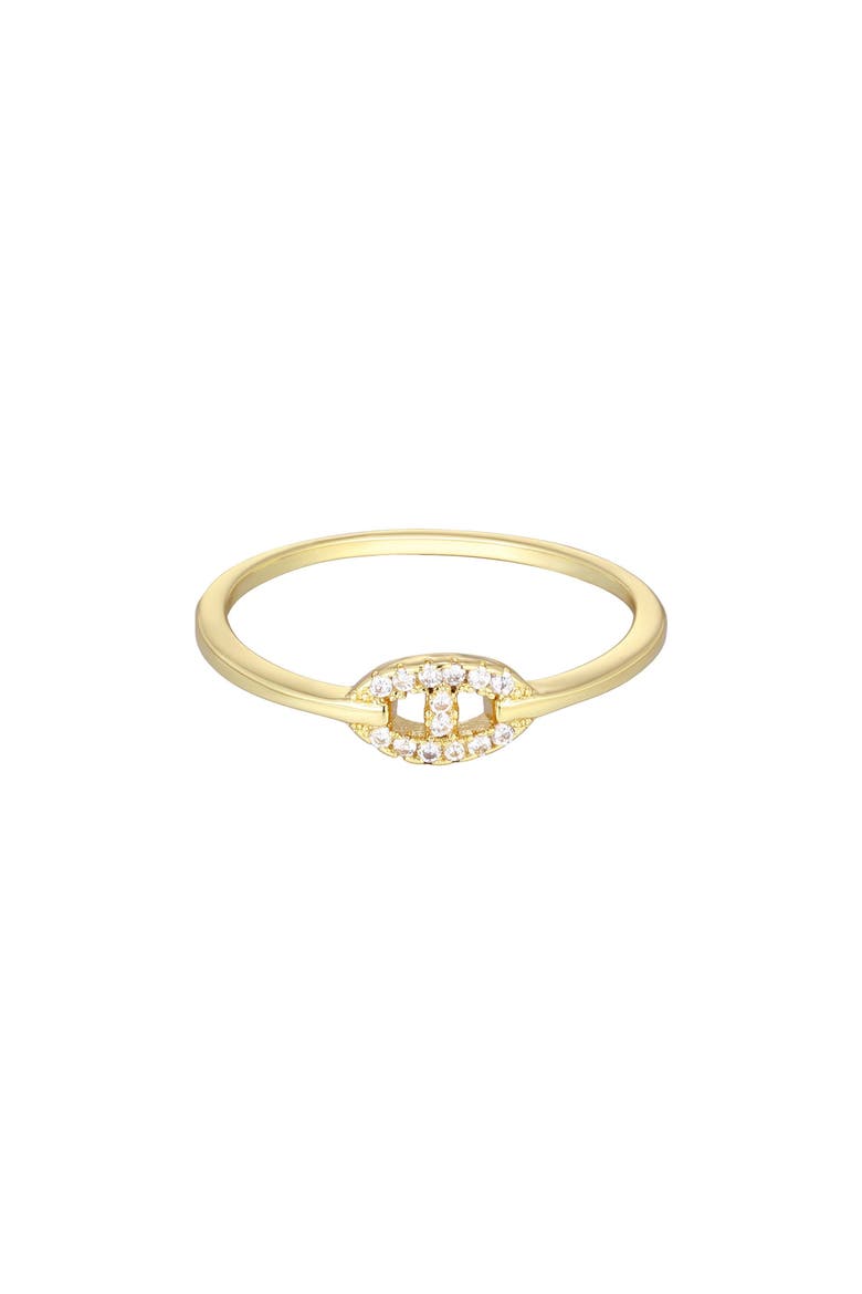14K Gold Plated Cubic Zirconia Mariner Link Ring, Main, color, GOLD