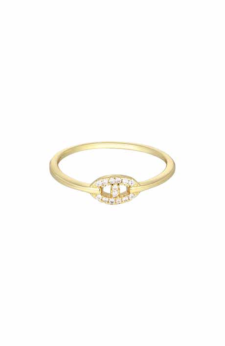 Adornia 14K Gold Plated Cubic Zirconia Mariner Link Ring