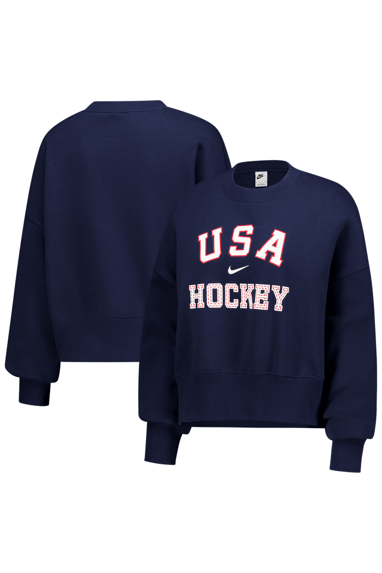 Women's Nike Navy US Hockey Oversized Phoenix Fleece Sweatshirt, Main, color, Navy