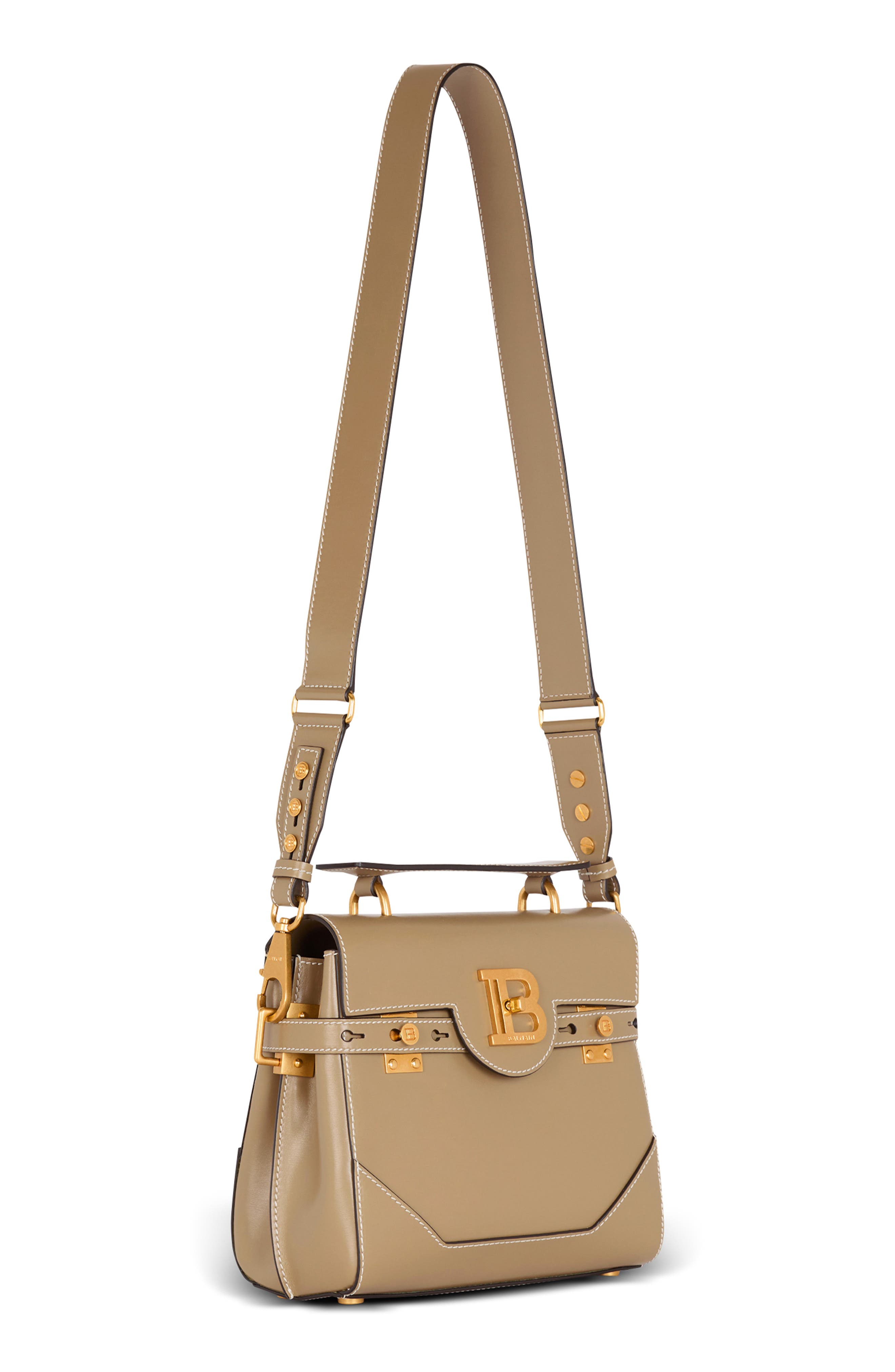 Balmain B-Buzz 23 Leather Top Handle Bag, Alternate, color, 