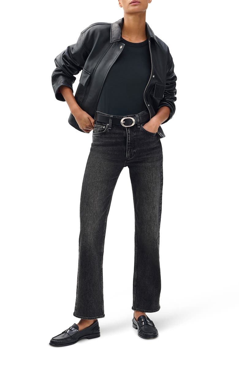 rag & bone Harlow Mid Rise Ankle Straight Leg Jeans, Alternate, color, Cinder