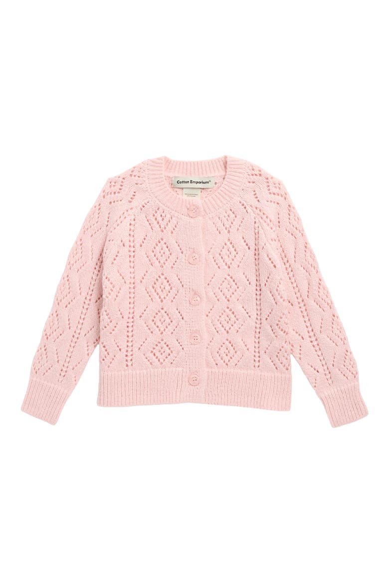 Kids' Pointelle Cardigan, Main, color, CRYSTAL ROSE