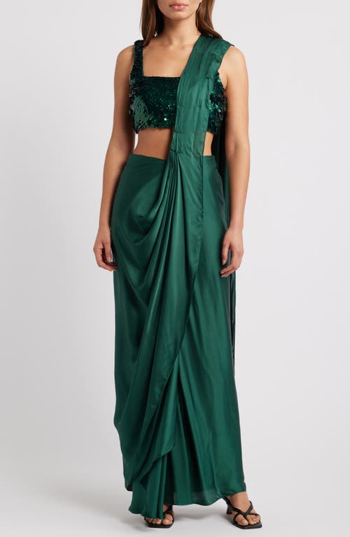 Sani Raya Drape Saree in Green 