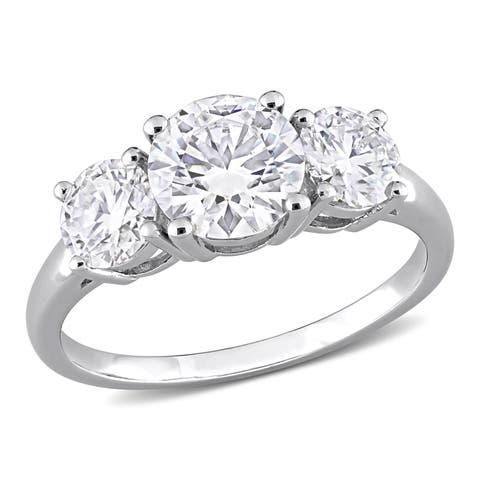 2-1/4CT DEW Moissanite 3-Stone Ring
