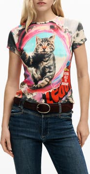 Desigual Print Stretch Cotton T-Shirt