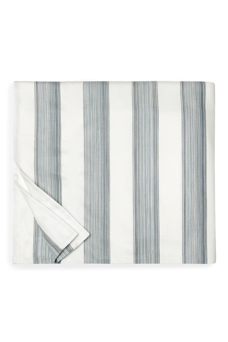 Mara Stripe Cotton Sateen Duvet Cover, Main, color, SLATE