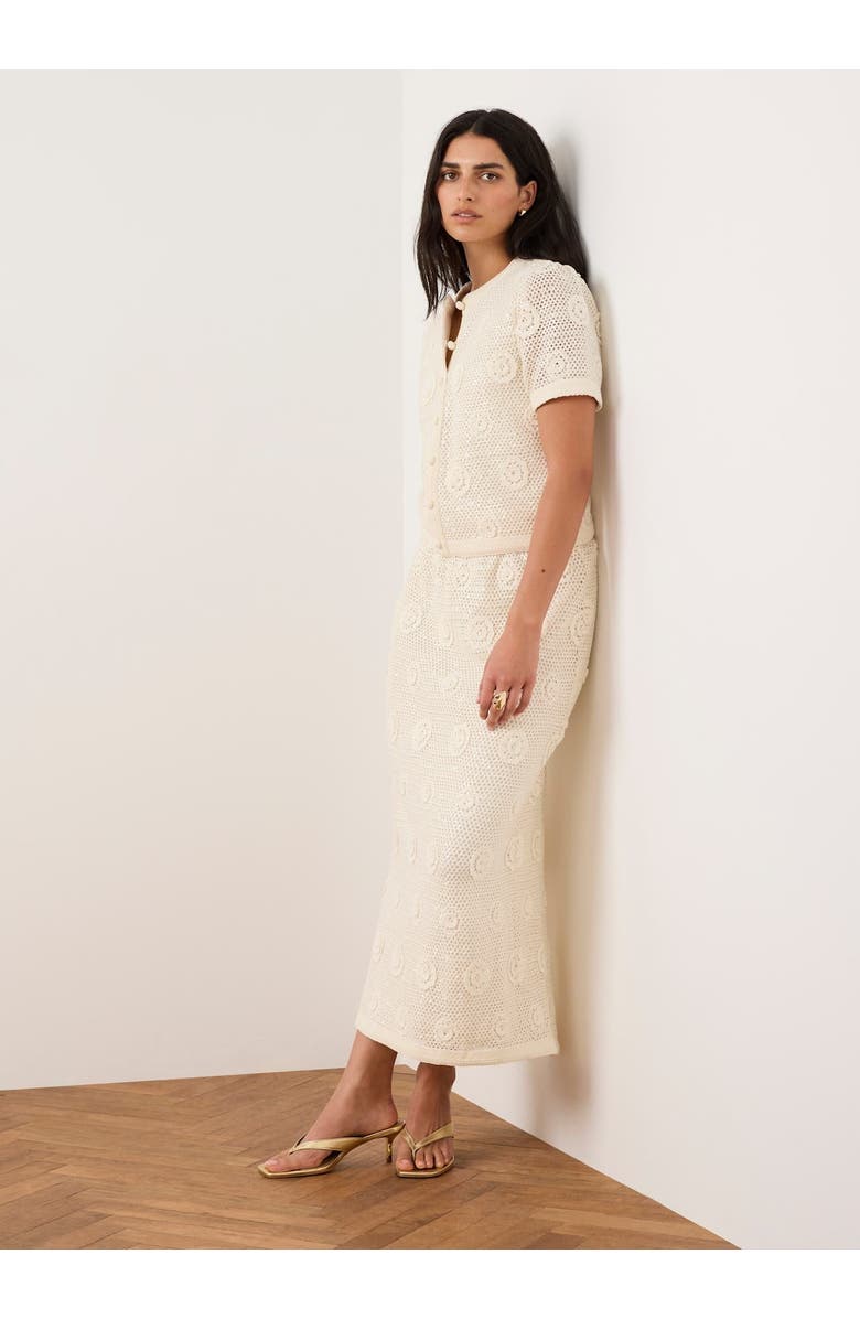 MINT VELVET Sequin Floral Crochet Midi Skirt, Alternate, color, Natural