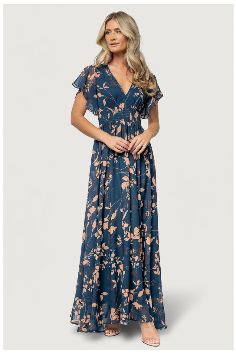 lynlee metallic maxi dress Baltic Born Womens Lynlee Metallic Maxi Dress | Navy
