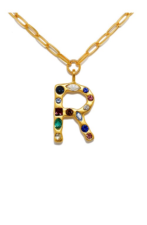 Sequin Emilie Crystal Initial Pendant Necklace In Gold