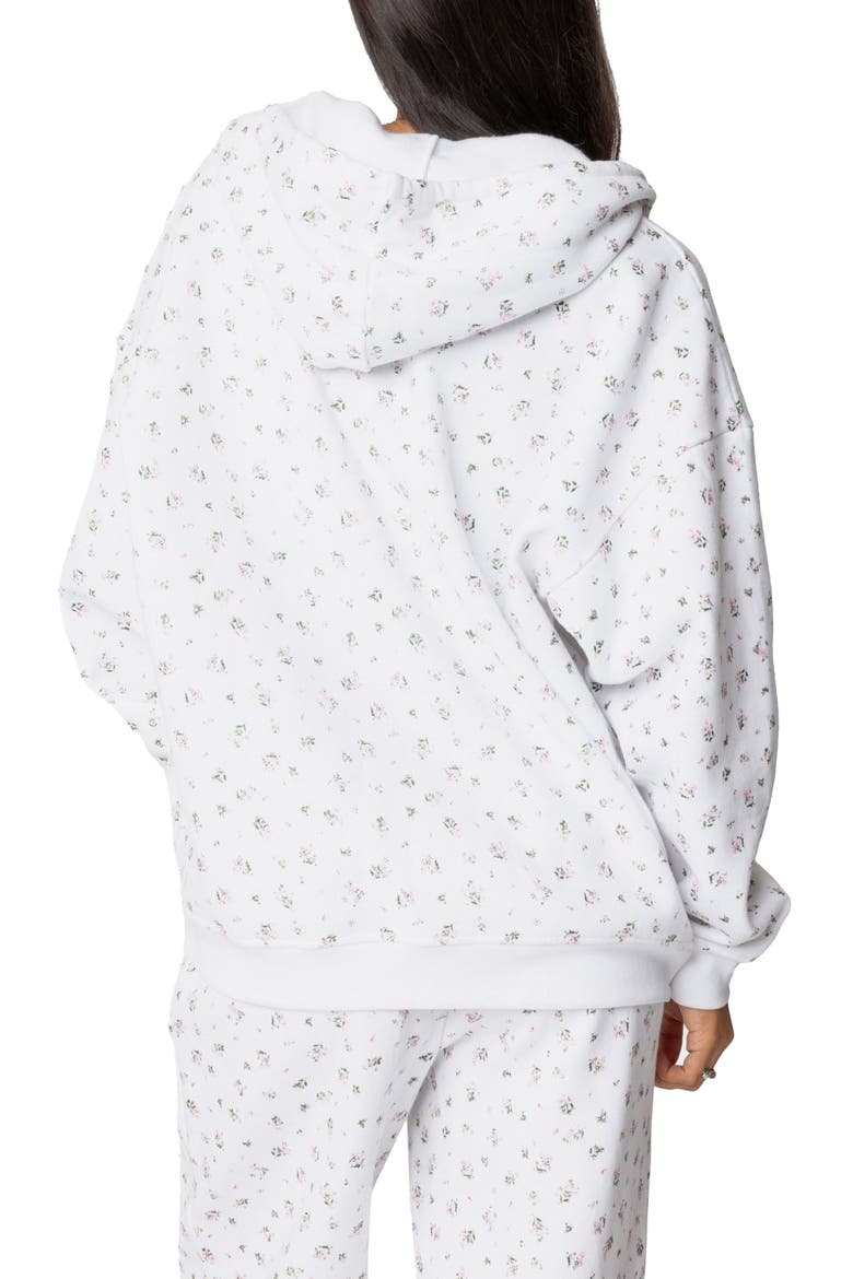 Bouquet Oversize Front Zip Cotton Blend Hoodie, Alternate, color, CREAM