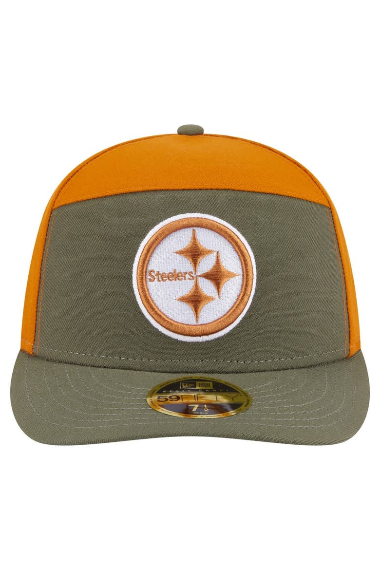 Men's New Era Olive/Brown Pittsburgh Steelers Two-Tone Color Pack Split Panel 59FIFTY Fitted Hat, Alternate, color, Olive