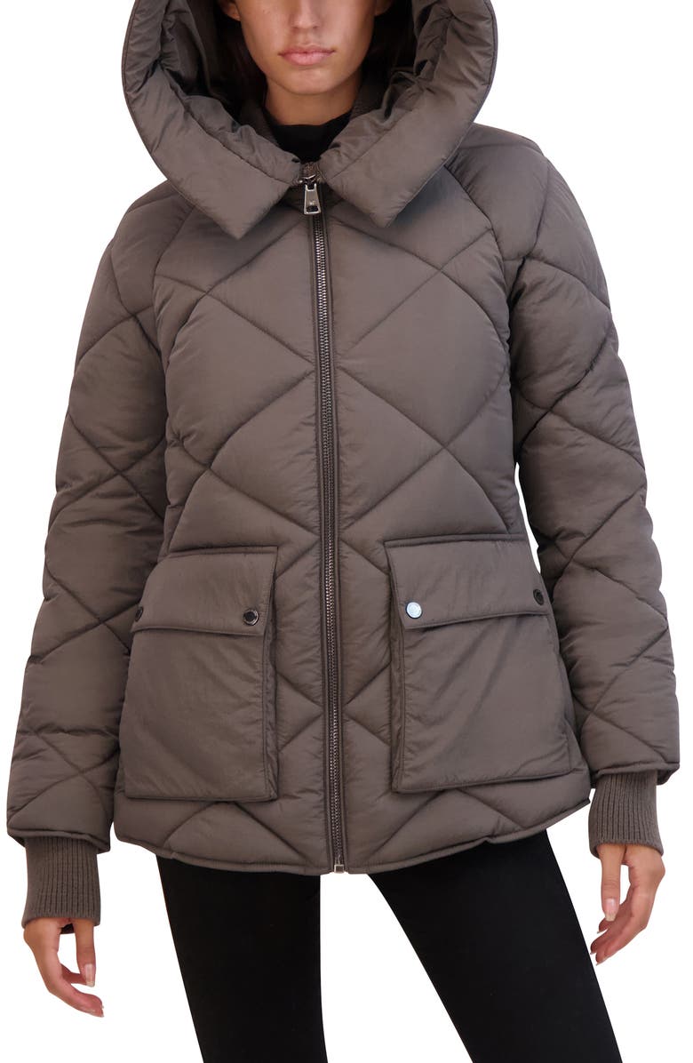 Kenneth Cole New York Diamond Quilted Hooded Jacket, Alternate, color, Gunmetal