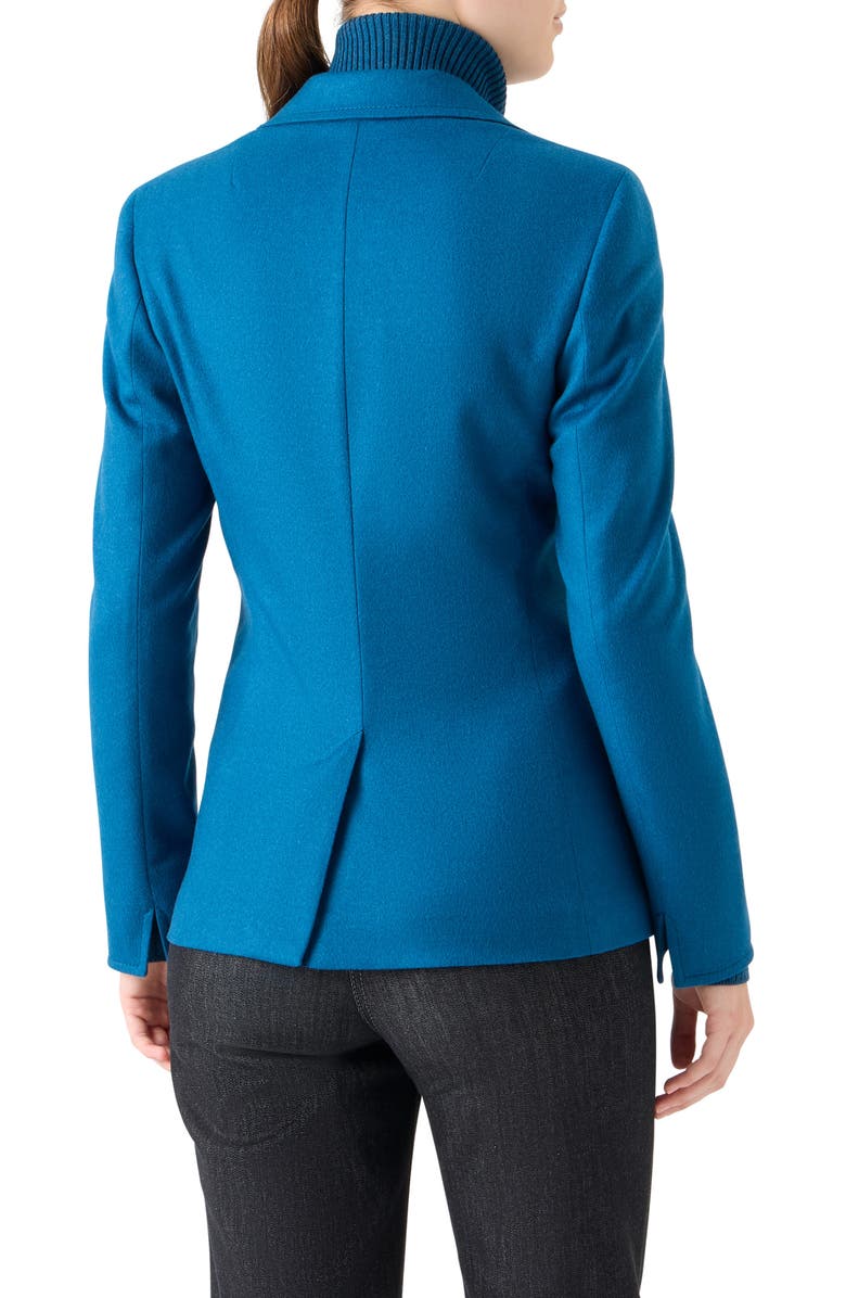 Akris punto Single Breasted Wool Blazer, Alternate, color, Teal