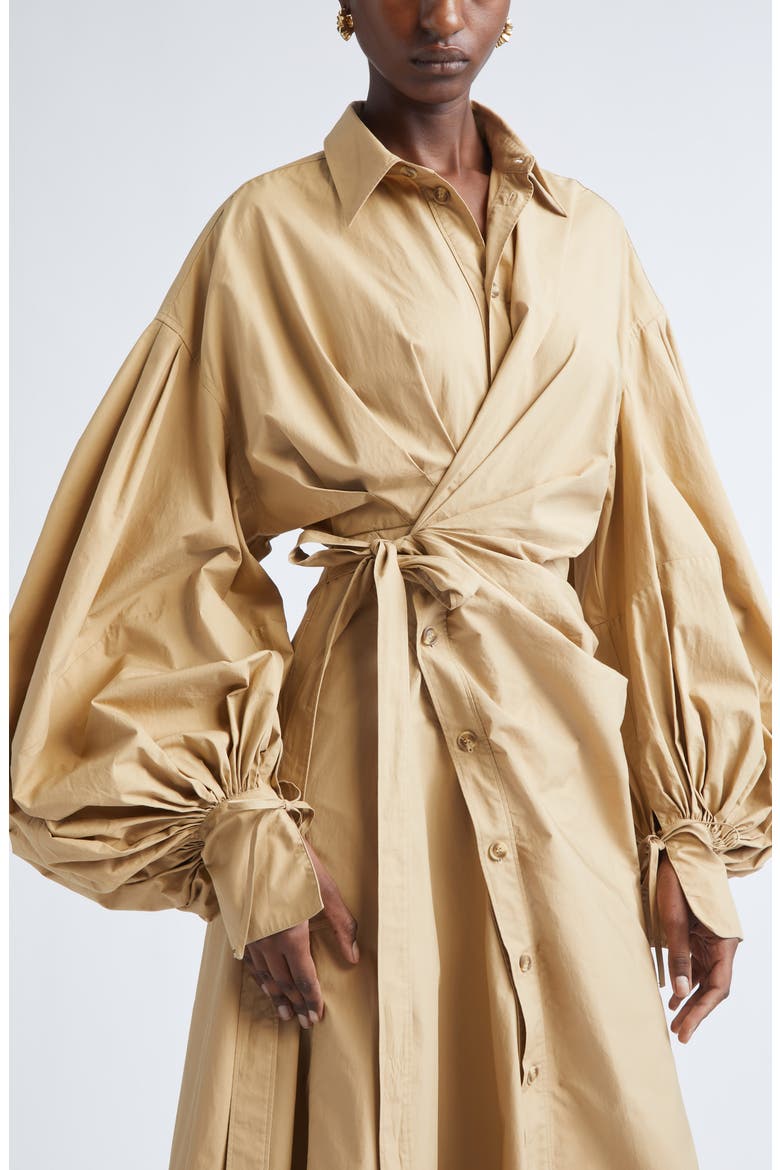 Rebellion Long Sleeve Cotton Poplin Shirtdress, Alternate, color, OLIVE