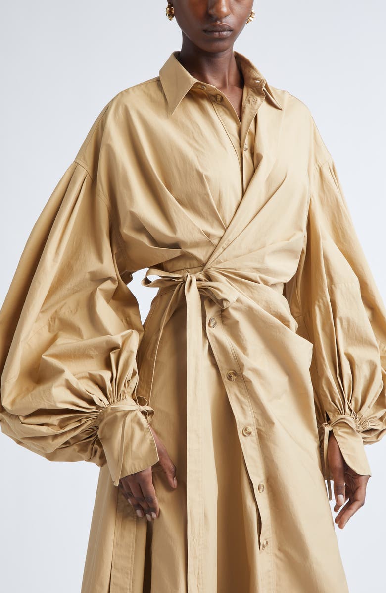 Zimmermann Rebellion Long Sleeve Cotton Poplin Shirtdress, Alternate, color, Olive