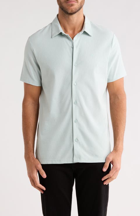 Stripe Classic Fit Short Sleeve Button-Up Shirt
