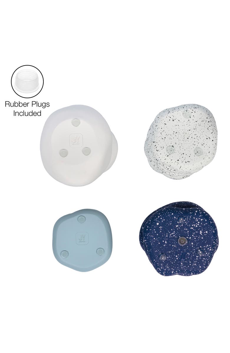 JONATHAN Y Hollis Modern Minimalist Handmade Concrete Stacked Ring Planter Set with Drainage Holes, Alternate, color, Speckled White