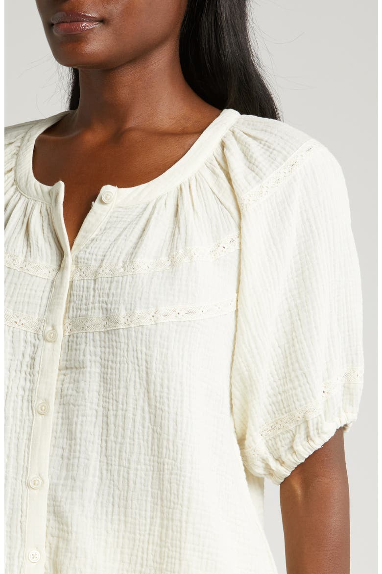 Wren Puff Sleeve Cotton Peasant Top, Alternate, color, ANTIQUE WHITE