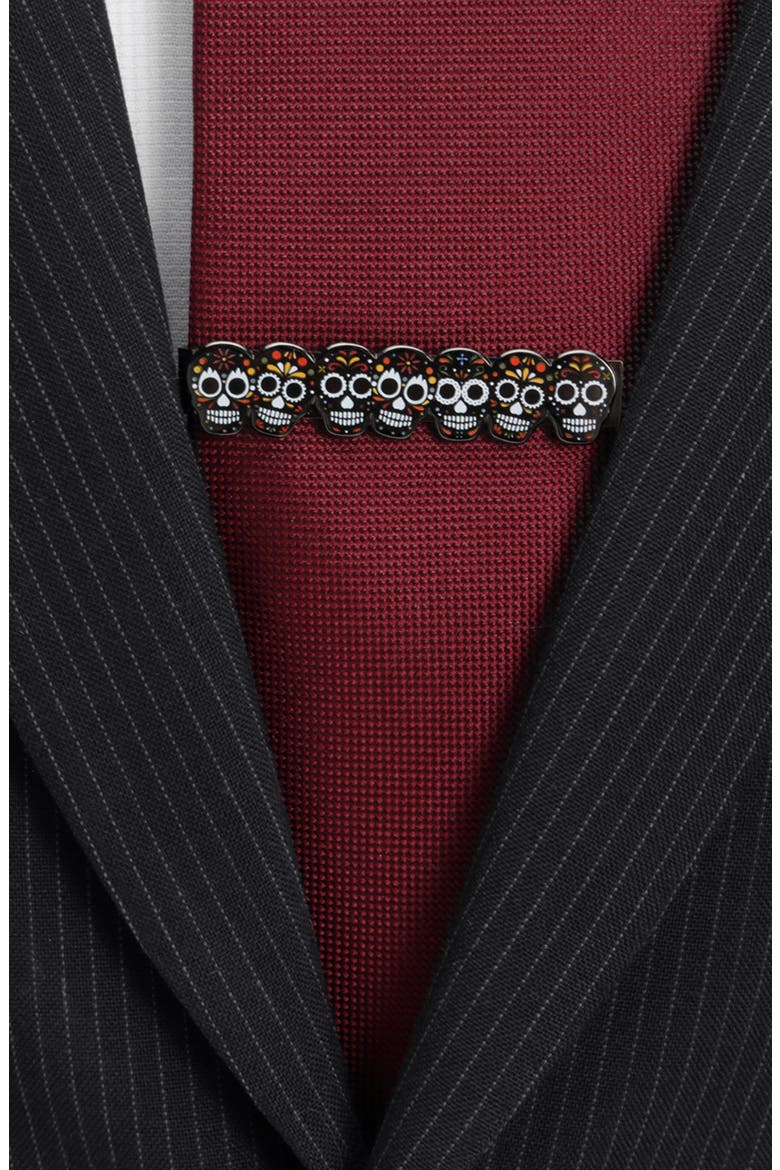 Day of the Dead Tie Clip, Alternate, color, BLACK
