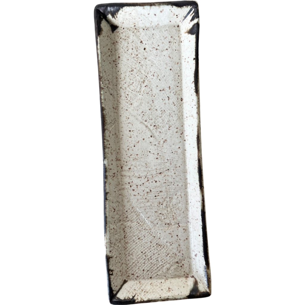 Gina Desantis Ceramics Luna Medium Rectangular Tray In Gray