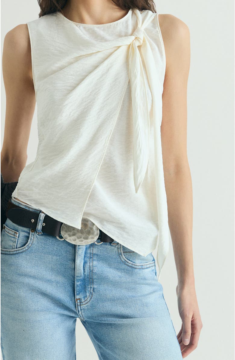 Scalpers Asymmetrical Knot Top, Main, color, Ecru