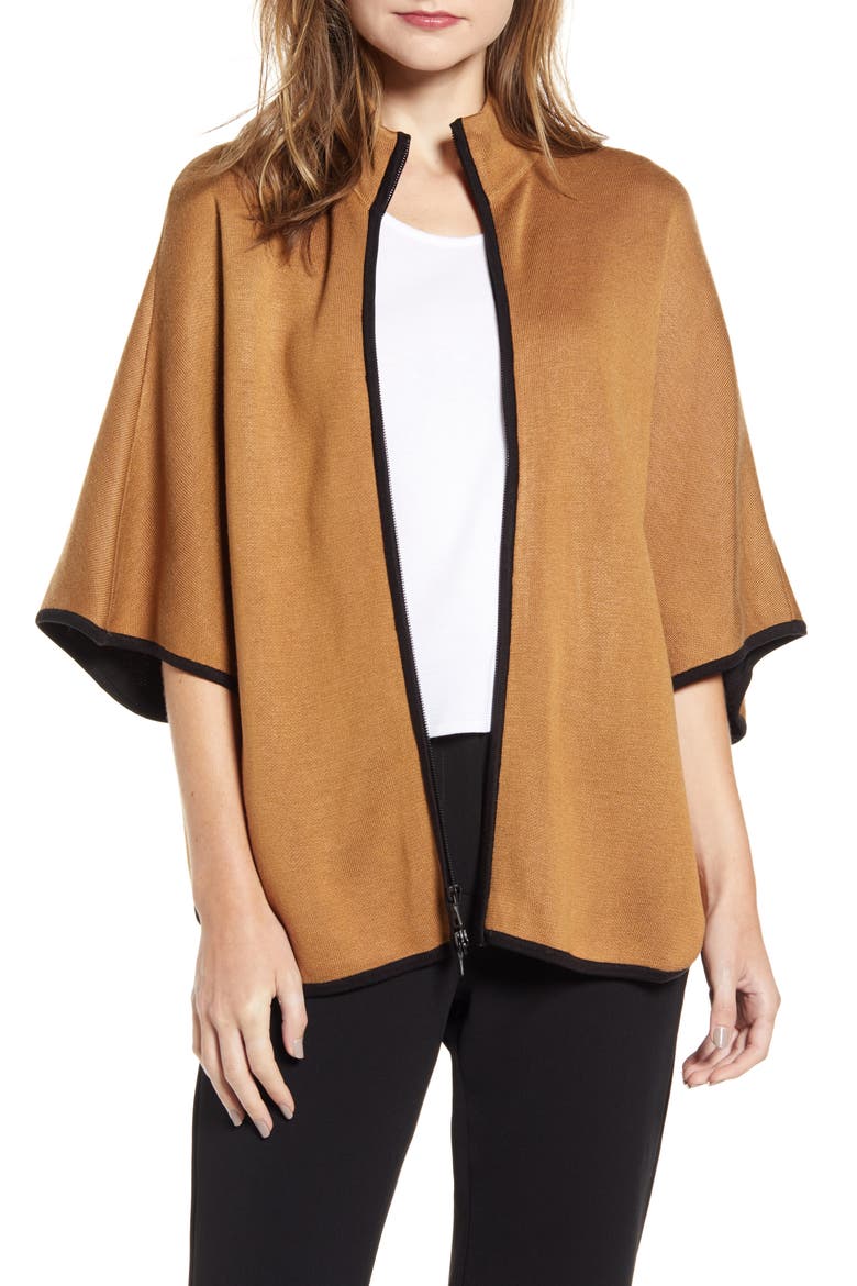 Double Face Zip Cape, Main, color, VICUNA/ ANNE BLACK