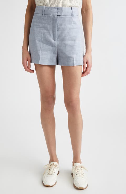 Cotton Blend Chambray Shorts