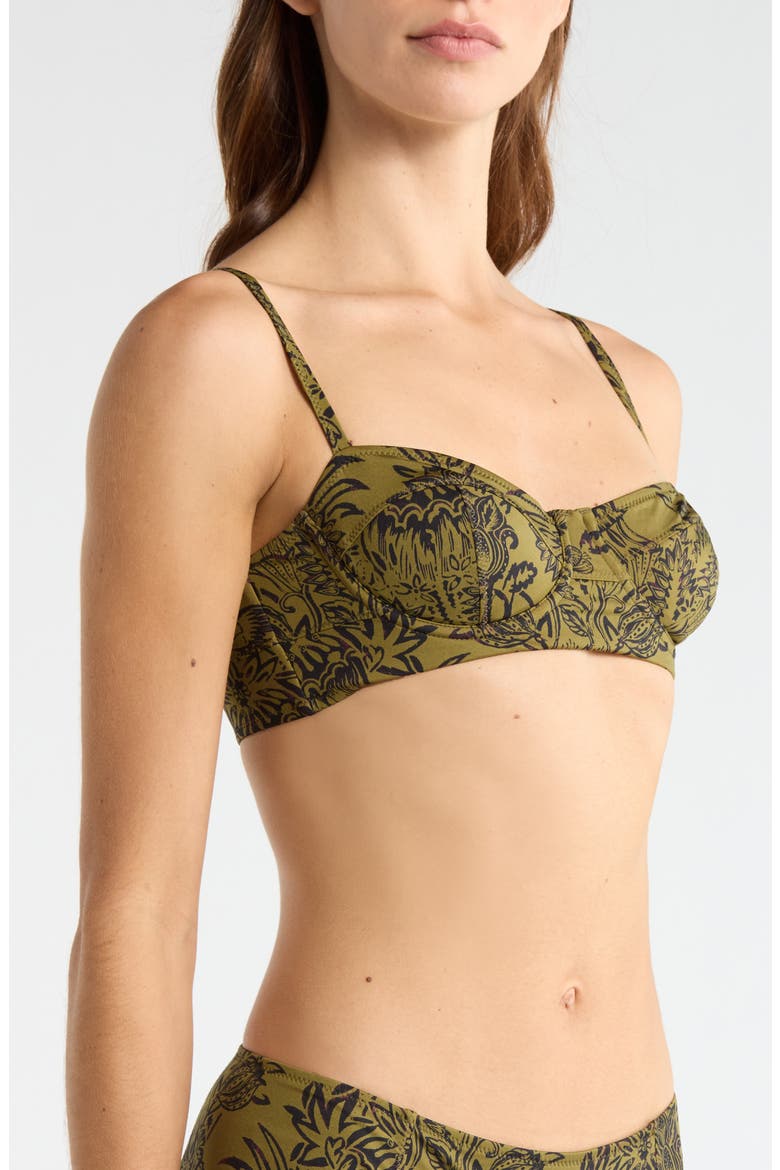 Zahara Underwire Bikini Top, Alternate, color, OLIVE FLORA