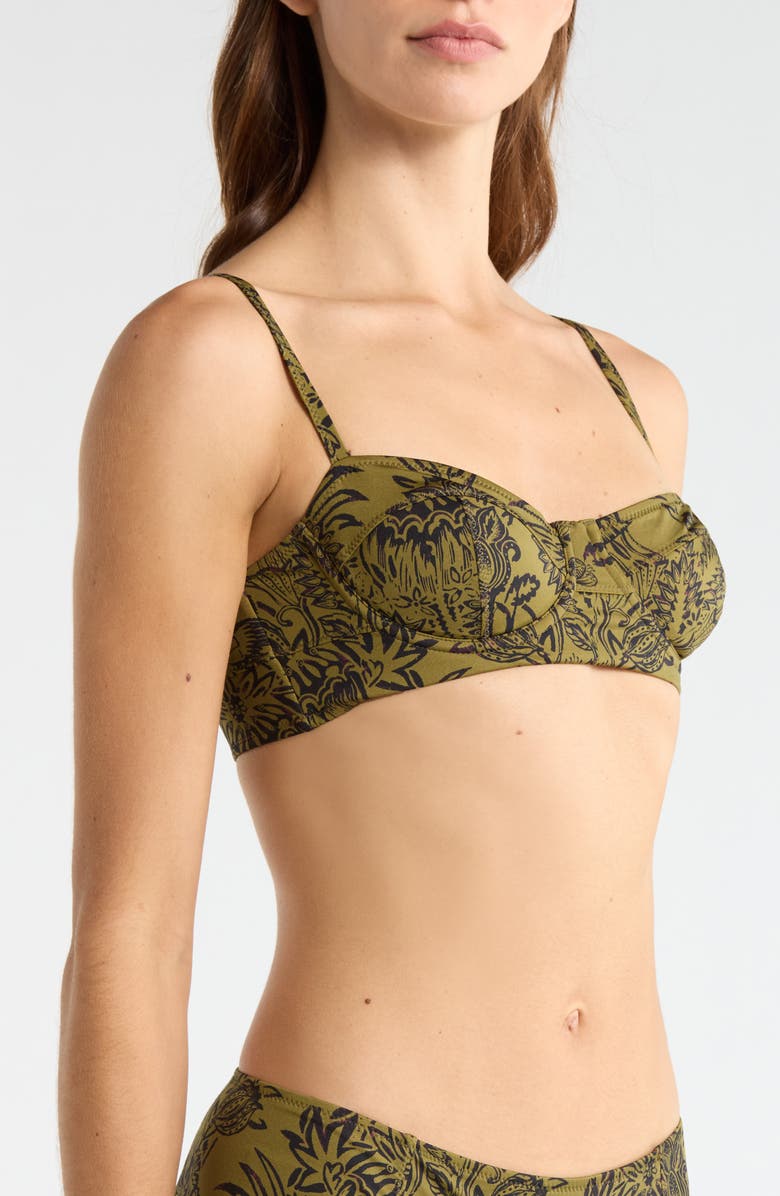 Ulla Johnson Zahara Underwire Bikini Top, Alternate, color, Olive Flora