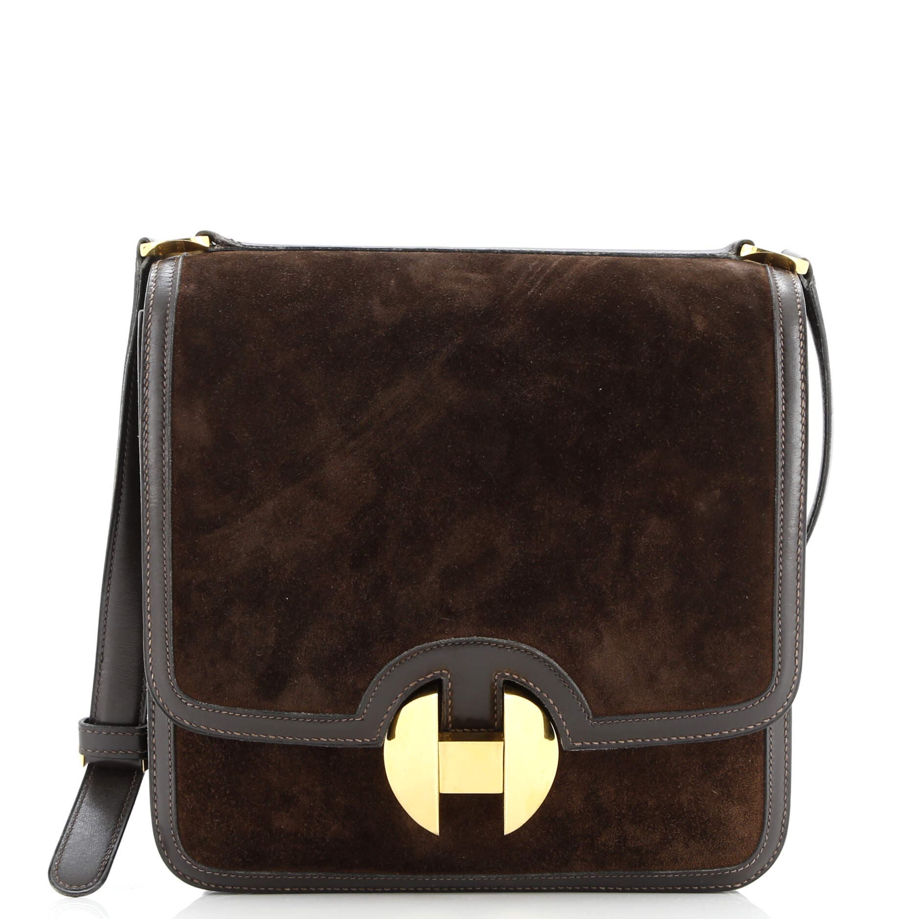 Pre-Owned Hermes 2002 Shoulder Bag Doblis Suede with Evercalf 20, Main, color, 