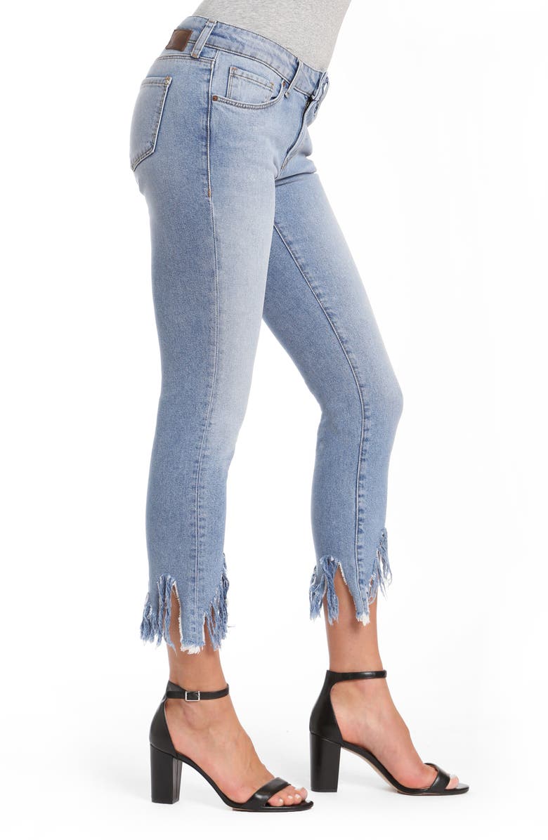 Mavi Jeans Adriana Sharkbite Fringe Super Skinny Jeans, Alternate, color, 