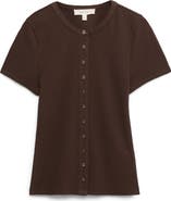 PER UNA BY M&S Rib Short Sleeve Button-Up Top
