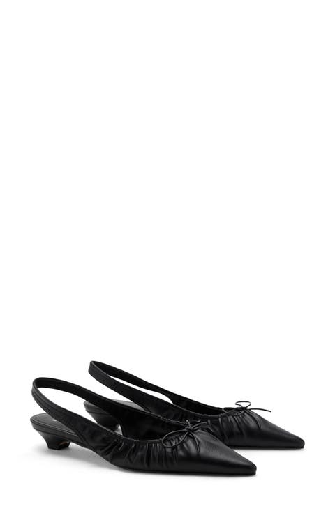 Slingback Pointed Toe Kitte Heel Pump (Women)