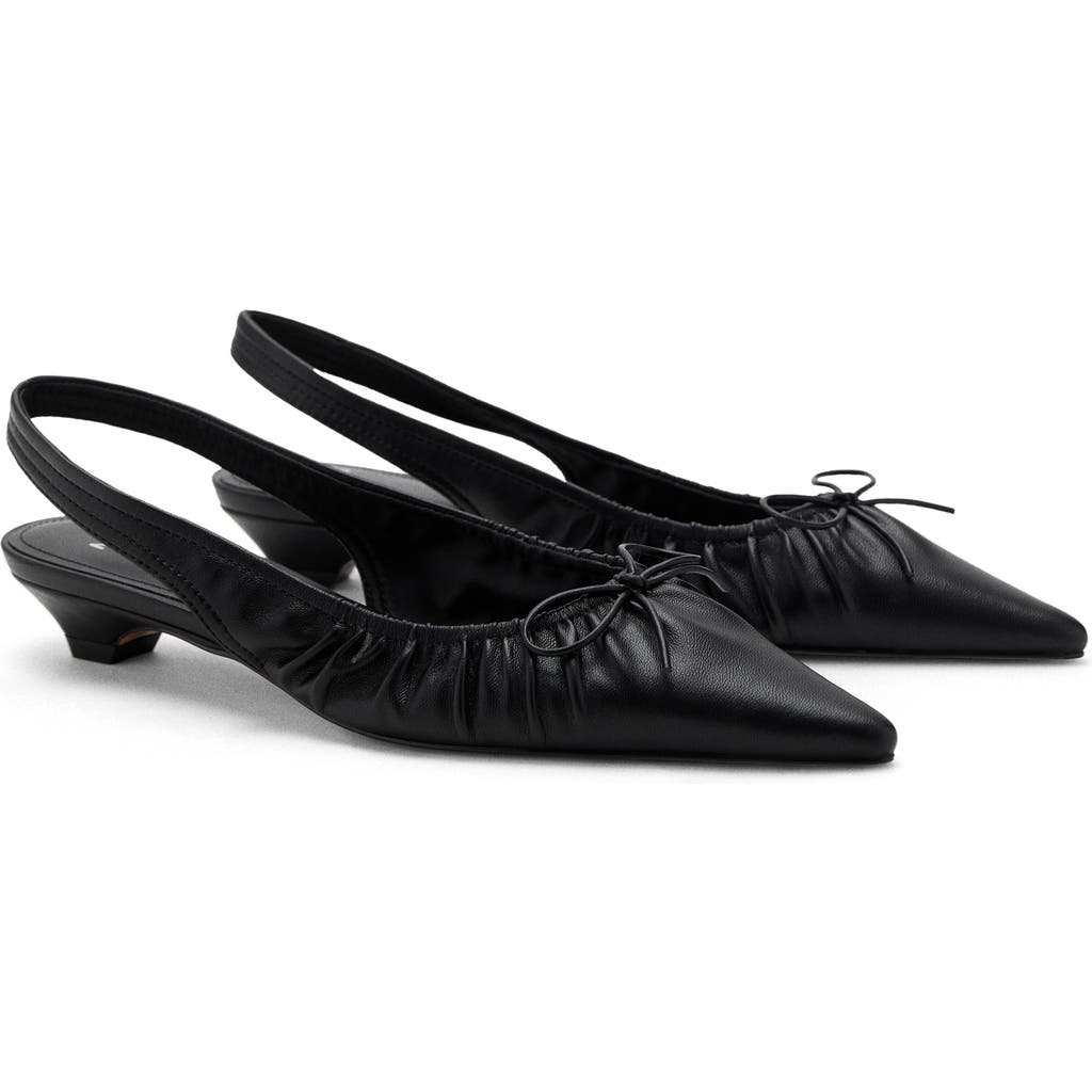 Mango Slingback Pointed Toe Kitte Heel Pump In Black