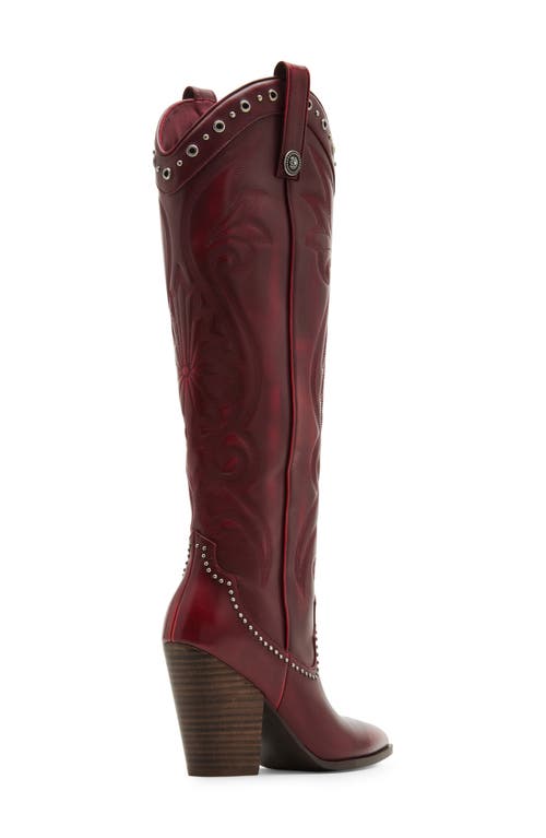 Steve Madden Lasso Knee High Boot In Red Distressed
