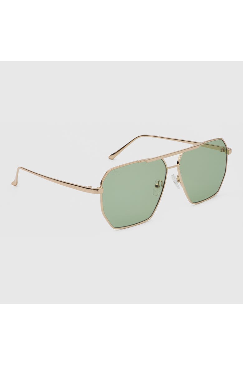 London Metal Sunglasses, Alternate, color, Gold/Green