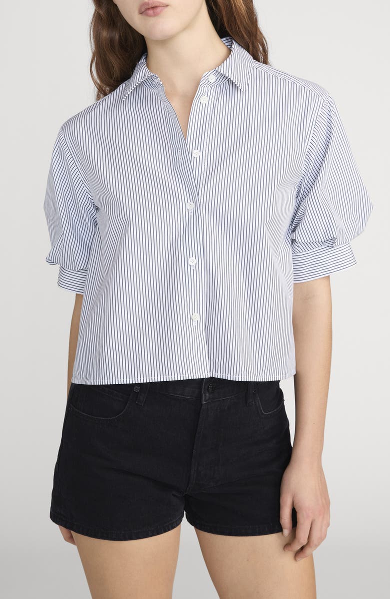 FRAME The Billow Sleeve Shirt, Main, color, Navy Stripe