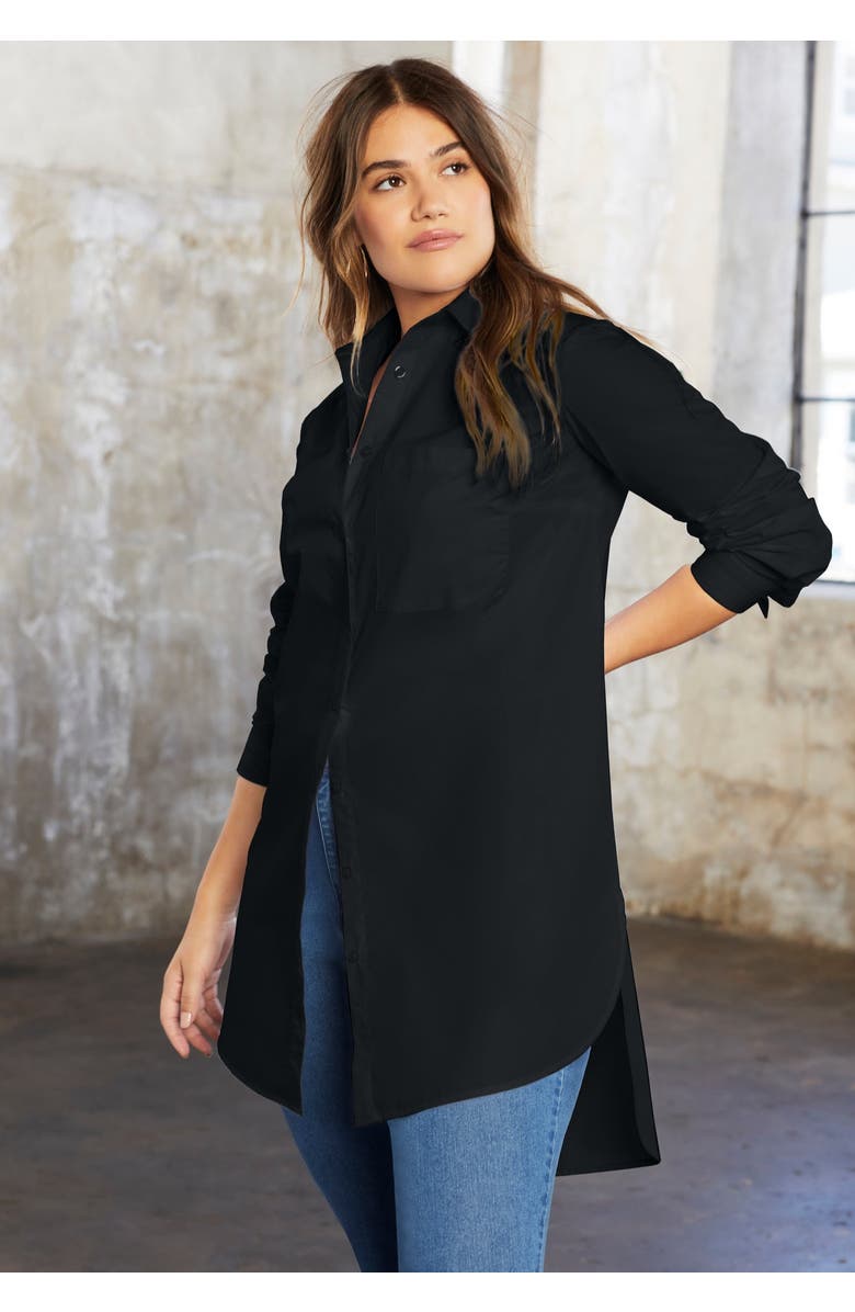 June + Vie Poplin La Vie Max Tunic, Alternate, color, Black