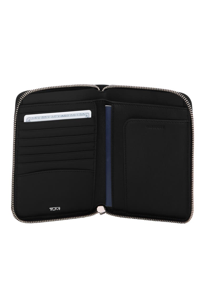 Belden Zip Around Leather Passport Case, Alternate, color, BLACK/ GUNMETAL