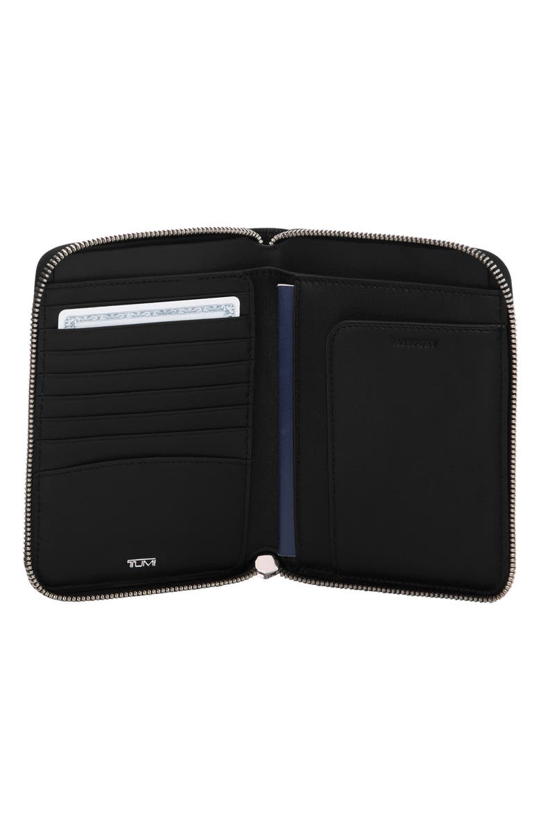 TUMI Belden Zip Around Leather Passport Case, Alternate, color, Black/ Gunmetal
