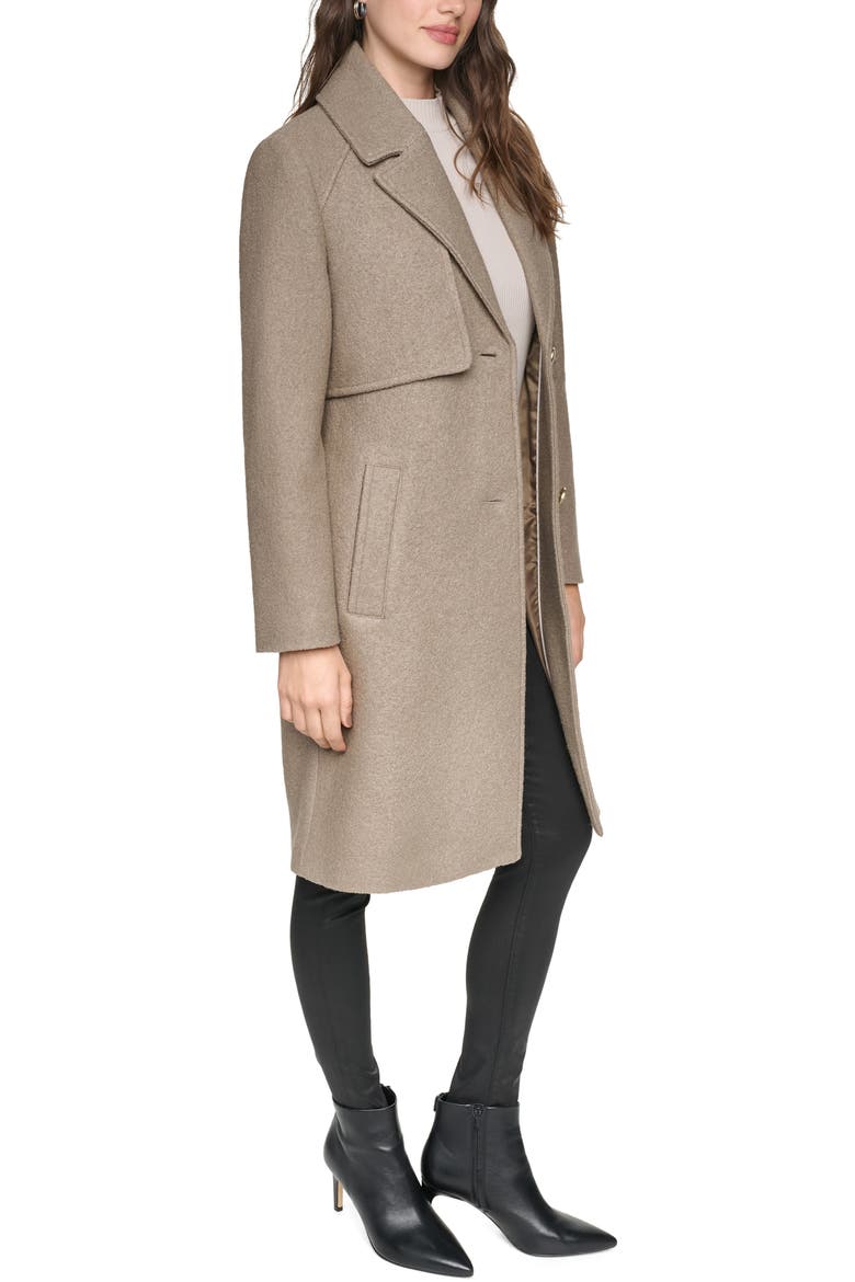 Besette Boiled Wool Blend Coat, Alternate, color, BRINDLE