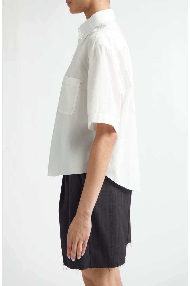 Décortiqué Crop Short Sleeve Button-Down Shirt, Alternate, color, OFF WHITE