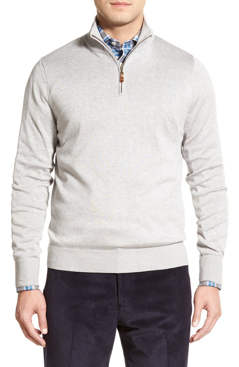 David Donahue Silk, Cotton & Cashmere Quarter Zip Sweater, Main, color, 