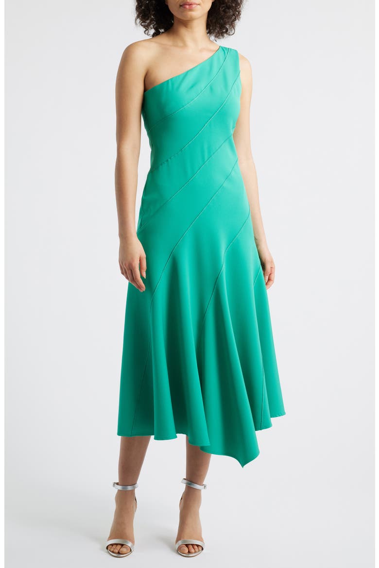 Laguna One-Shoulder Dress, Main, color, EMERALD